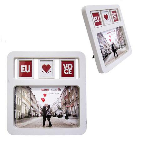 Porta retrato 10x15 com moldura de plástico horizontal eu te amo - Rio master Menor preço em Porta retrato 10x15 com moldura de plástico horizontal eu te amo - Rio master