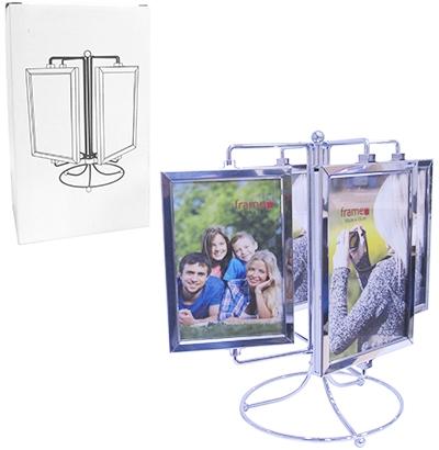 Porta retrato 10x15 de metal giratorio vertical para 8 fotos - Rio master Menor preço em Porta retrato 10x15 de metal giratorio vertical para 8 fotos - Rio master