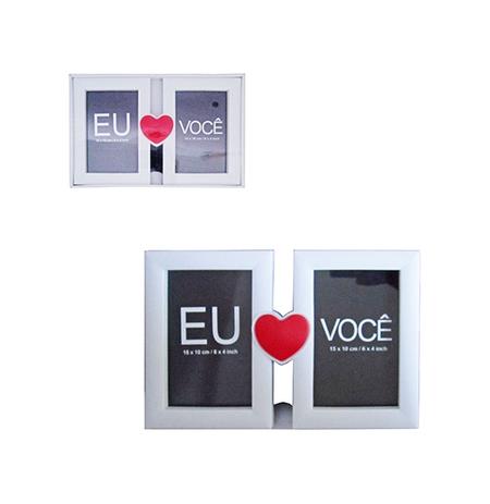 Porta retrato 10x15 duplo com moldura de plastico coracao vertical - Fu xing Menor preço em Porta retrato 10x15 duplo com moldura de plastico coracao vertical - Fu xing