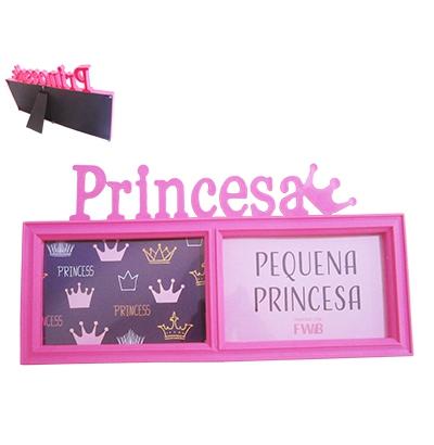 Porta retrato 10x15 duplo com moldura de plastico princesa horizontal rosa - Fwb Menor preço em Porta retrato 10x15 duplo com moldura de plastico princesa horizontal rosa - Fwb