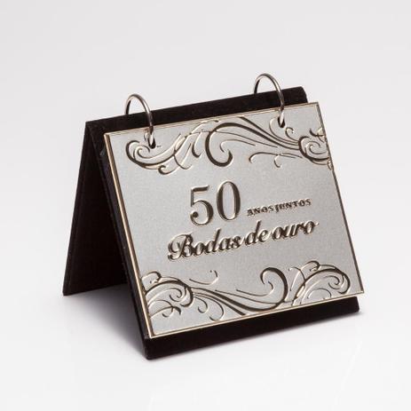 PORTA-RETRATO DE ALUMÍNIO C/ ALBUM BODAS DE OURO 10x15cm - PRESTIGE Menor preço em PORTA-RETRATO DE ALUMÍNIO C/ ALBUM BODAS DE OURO 10x15cm - PRESTIGE