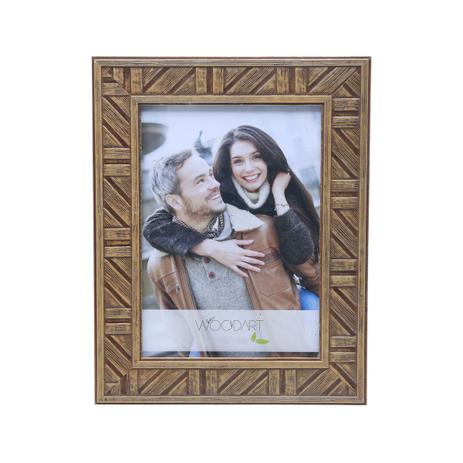 Menor preço em Porta Retrato De Madeira Listrado 15X21Cm Marrom Woodart