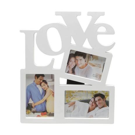 Porta Retrato de Plástico Love para 3 Fotos 2 10cmx15cm e 1 9cmx13 Rojemac Branco Menor preço em Porta Retrato de Plástico Love para 3 Fotos 2 10cmx15cm e 1 9cmx13 Rojemac Branco
