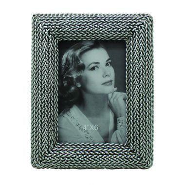 Porta retrato de resina c/ acabamento correntes prateadas - Btc decor Menor preço em Porta retrato de resina c/ acabamento correntes prateadas - Btc decor
