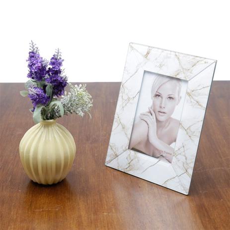 Porta Retrato de Vidro Marmore Marrom e Branco 10X15CM - Lyor Menor preço em Porta Retrato de Vidro Marmore Marrom e Branco 10X15CM - Lyor