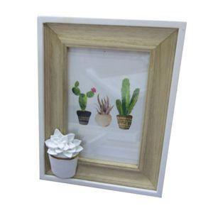 Porta retrato madeira cactus flower branco/bege 15 x 20 x 2,5 cm - Urban Menor preço em Porta retrato madeira cactus flower branco/bege 15 x 20 x 2,5 cm - Urban