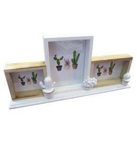 Porta retrato madeira triple cactus branco/bege 43,5 x 20,5 x 6,5 cm - Urban Menor preço em Porta retrato madeira triple cactus branco/bege 43,5 x 20,5 x 6,5 cm - Urban
