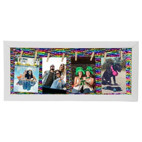 Porta Retrato Mural de Fotos Lantejoula Mágica Arco Iris - Lore Menor preço em Porta Retrato Mural de Fotos Lantejoula Mágica Arco Iris - Lore