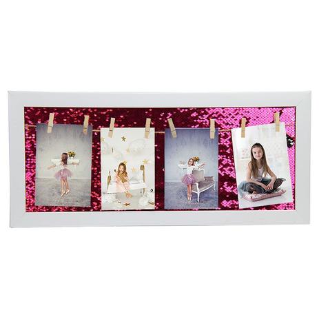 Porta Retrato Mural de Fotos Lantejoula Mágica Rosa e Prata - Lore Menor preço em Porta Retrato Mural de Fotos Lantejoula Mágica Rosa e Prata - Lore