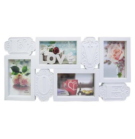 Porta retrato / mural de plastico love branco para 4 fotos 10x15 - Imporiente Menor preço em Porta retrato / mural de plastico love branco para 4 fotos 10x15 - Imporiente