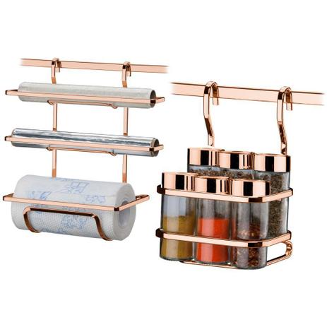 Porta Rolos Para Barra+ Porta Temperos Condimentos Cobre - Future Menor preço em Porta Rolos Para Barra+ Porta Temperos Condimentos Cobre - Future