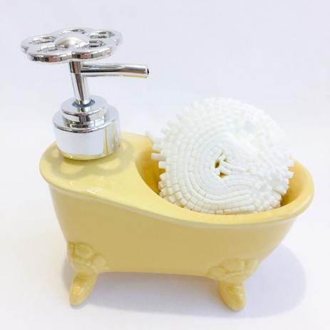 Porta Sabonete Liquido Banheira com Esponja Retro - Wincy Casa Menor preço em Porta Sabonete Liquido Banheira com Esponja Retro - Wincy Casa