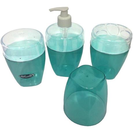 Menor preço em Porta Sabonete Líquido Escovas Algodão Jogo De Banheiro 3pcs - Plasvale