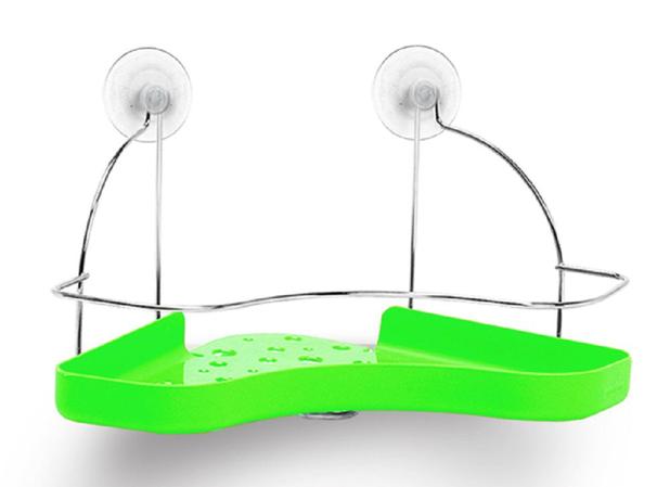 Porta Shampoo Cantoneira Simples Niquelart 305-3 Cromo Colors Aço e Plástico Verde Menor preço em Porta Shampoo Cantoneira Simples Niquelart 305-3 Cromo Colors Aço e Plástico Verde