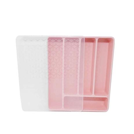 Porta Talheres Organizador Multiuso Rosa Tampa Separador - Uz Menor preço em Porta Talheres Organizador Multiuso Rosa Tampa Separador - Uz