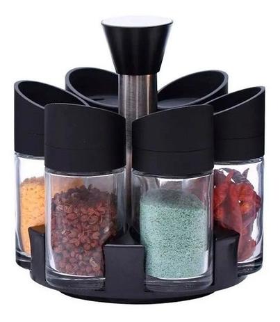Porta Tempero 6 Peças Potes Para Condimentos Com Suporte Giratório Para Cozinha - TOP TOTAL Menor preço em Porta Tempero 6 Peças Potes Para Condimentos Com Suporte Giratório Para Cozinha - TOP TOTAL