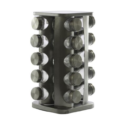 Porta Tempero Condimento Inox Com 20 Potes Suporte Giratório - Universal Vendas Menor preço em Porta Tempero Condimento Inox Com 20 Potes Suporte Giratório - Universal Vendas