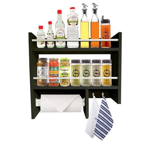 Porta Tempero de Parede em MDF Preto com Gancho e Suporte de Papel Toalha - Arrigo Móveis é boa?