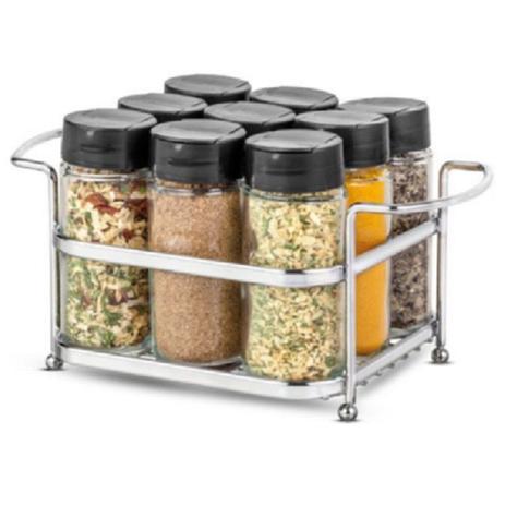Porta Temperos Condimentos 9 Potes Vidro Suporte Cromado - Cód 05410 é boa?