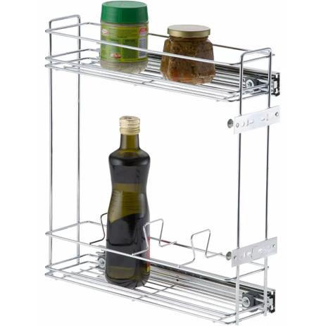 Porta Temperos Óleo Lateral Armário Corrediças Aço Cromado - Zanline Menor preço em Porta Temperos Óleo Lateral Armário Corrediças Aço Cromado - Zanline