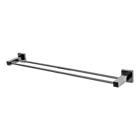 Porta toalha duplo 50 cm quadrado - lucca black 2080 - Sigma metais Menor preço em Porta toalha duplo 50 cm quadrado - lucca black 2080 - Sigma metais