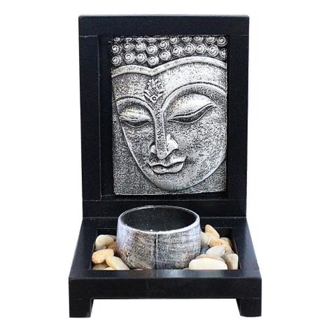 Porta Vela Buda com Suporte em Madeira e Pedras - Relaxar e meditar Menor preço em Porta Vela Buda com Suporte em Madeira e Pedras - Relaxar e meditar