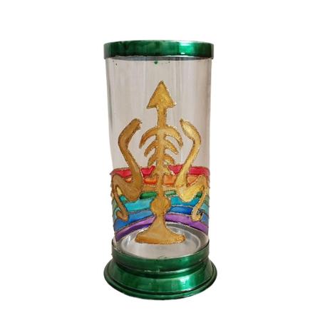 Porta Vela de 7 dias Oxumaré Cobras - Em vidro e alumínio - Umbanda / Candomblé - Cima Artes Menor preço em Porta Vela de 7 dias Oxumaré Cobras - Em vidro e alumínio - Umbanda / Candomblé - Cima Artes