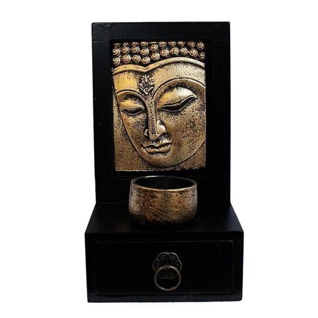 Porta Velas Buda em Madeira com Gaveta - Relaxar e meditar Menor preço em Porta Velas Buda em Madeira com Gaveta - Relaxar e meditar