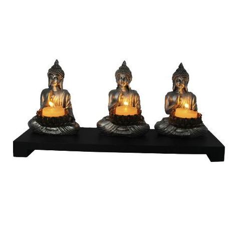 Porta Velas Buda em Madeira e Resina - Relaxar e meditar Menor preço em Porta Velas Buda em Madeira e Resina - Relaxar e meditar
