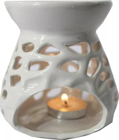 Porta Velas Rechaud em Cerâmica (Branco) - Relaxar E Meditar Menor preço em Porta Velas Rechaud em Cerâmica (Branco) - Relaxar E Meditar