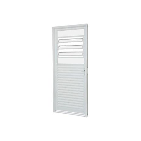Porta Veneziana Esquerda com 3 Básculas Prátika 217x87cm Branca - Sasazaki Menor preço em Porta Veneziana Esquerda com 3 Básculas Prátika 217x87cm Branca - Sasazaki