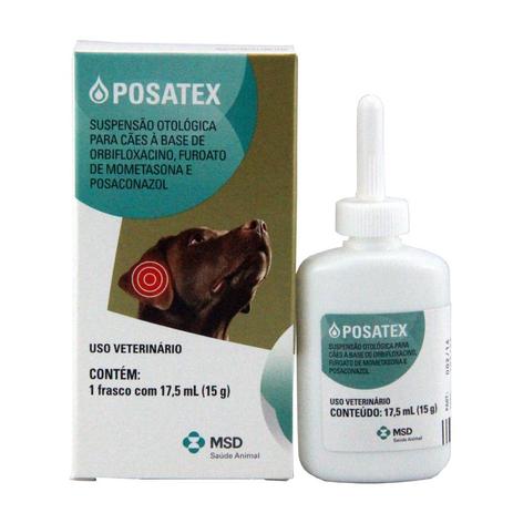 Posatex 17,5ml MSD Tratamento Otites Cães Menor preço em Posatex 17,5ml MSD Tratamento Otites Cães