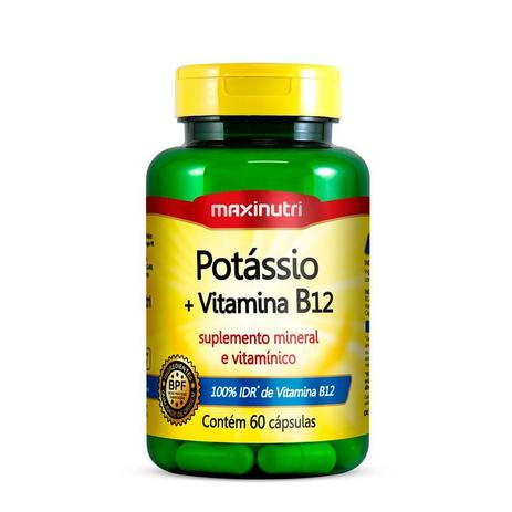 Potássio + Vitamina B12 - 60 Cápsulas - Maxinutri Menor preço em Potássio + Vitamina B12 - 60 Cápsulas - Maxinutri