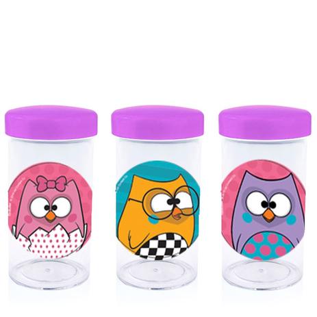 Menor preço em Pote de Acrílico com Tampa Festa Infantil Bubu e as Corujinhas 70ml 10 unidades - Festabox