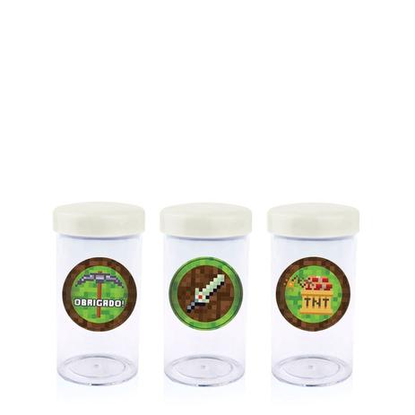 Pote de Acrílico com Tampa Minecraft 70ml 10 unidades - Festabox Menor preço em Pote de Acrílico com Tampa Minecraft 70ml 10 unidades - Festabox