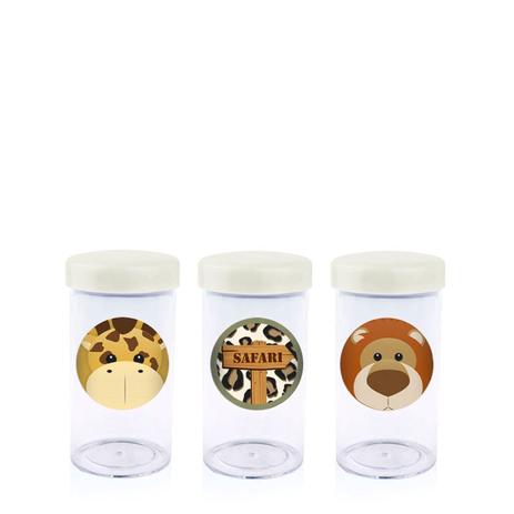 Pote de Acrílico com Tampa Safári 70ml 10 unidades - Festabox Menor preço em Pote de Acrílico com Tampa Safári 70ml 10 unidades - Festabox