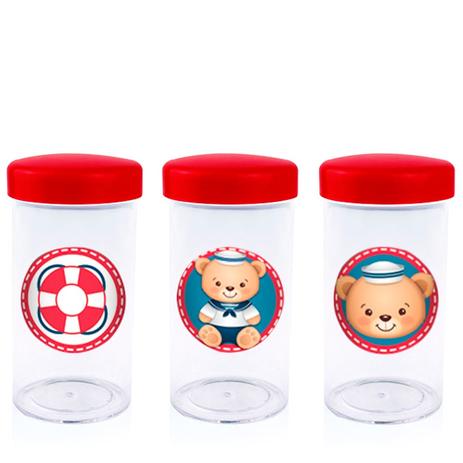 Pote de Acrílico com Tampa Ursinho Marinheiro 70 ml 10 unidades - Festabox Menor preço em Pote de Acrílico com Tampa Ursinho Marinheiro 70 ml 10 unidades - Festabox
