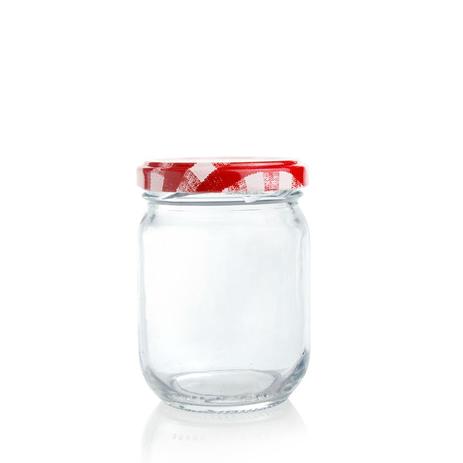 Menor preço em Pote de Vidro Conserva com Tampa Xadrez Vermelho e Branco 150ml - Festabox