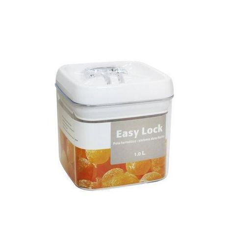 Pote Hermetico Quadrado 1000 ML Tampa Branca EASY LOCK Menor preço em Pote Hermetico Quadrado 1000 ML Tampa Branca EASY LOCK