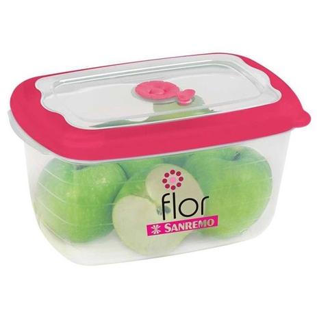 Pote retangular plástico 2,3l cereja - Cód. 5796 - Sanremo S/A Menor preço em Pote retangular plástico 2,3l cereja - Cód. 5796 - Sanremo S/A