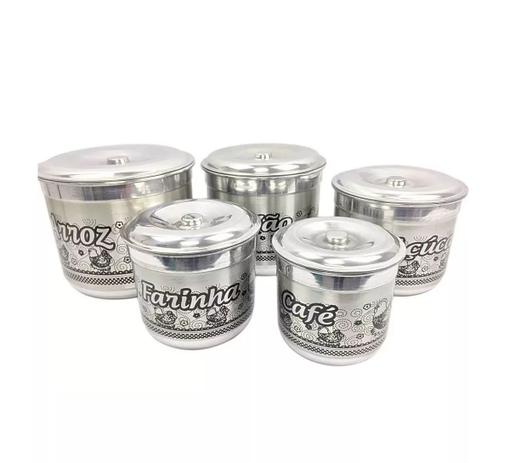 Potes Mantimentos Em Aluminio Latas Litografada Com 5 Peças - Panelas brasil Menor preço em Potes Mantimentos Em Aluminio Latas Litografada Com 5 Peças - Panelas brasil