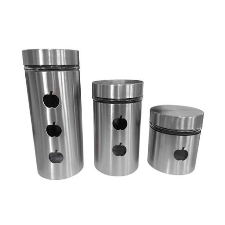 Menor preço em Potes Para Mantimentos Inox Vidro 3 Peças Com Tampa Ref 2135 - Horizonte
