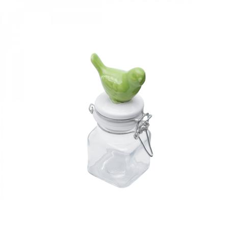 Menor preço em Potiche de Vidro com Pássaro de Cerâmica Garden I L3931 Lyor Transparente/Branco/Verde