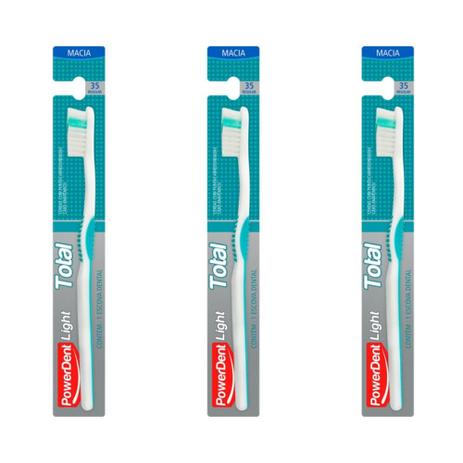 Powerdent Light Total 35 Escova Dental Macia (Kit C/03) Menor preço em Powerdent Light Total 35 Escova Dental Macia (Kit C/03)