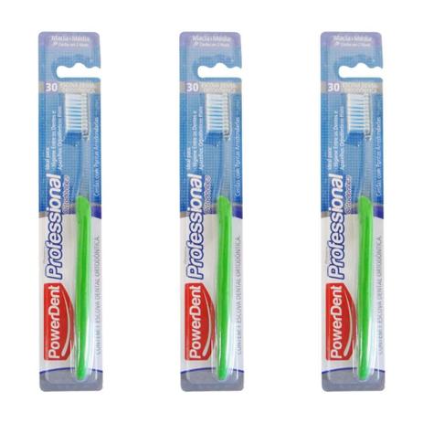 Powerdent Ortodôntica 30 Escova Dental Macia/ Média (Kit C/03) Menor preço em Powerdent Ortodôntica 30 Escova Dental Macia/ Média (Kit C/03)