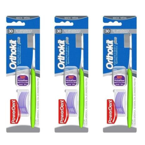 Powerdent Ortodôntico Escova + Fio Dental + Passafio (Kit C/03) Menor preço em Powerdent Ortodôntico Escova + Fio Dental + Passafio (Kit C/03)