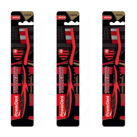 Powerdent Torcedor Flamengo Escova Dental (Kit C/03) Menor preço em Powerdent Torcedor Flamengo Escova Dental (Kit C/03)