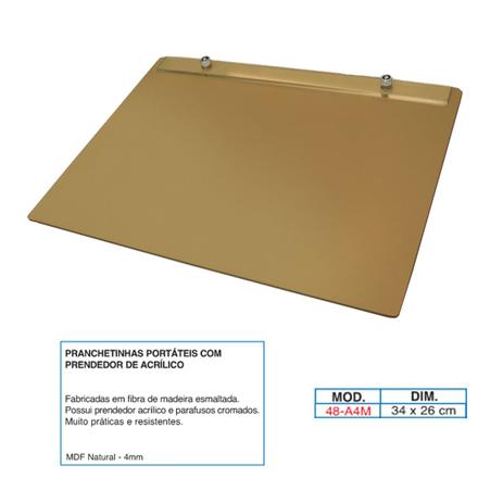 Prancheta Trident Mdf A4 - 026 x 034 cm 48-A4M Menor preço em Prancheta Trident Mdf A4 - 026 x 034 cm 48-A4M