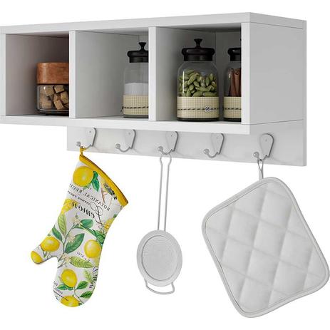 Menor preço em Prateleira Decorativa 3 Nichos e 5 Ganchos BPL 26 - BRV Móveis