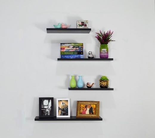 Prateleira Decorativa Preta Reta - 4 Peças - Arara moveis Menor preço em Prateleira Decorativa Preta Reta - 4 Peças - Arara moveis